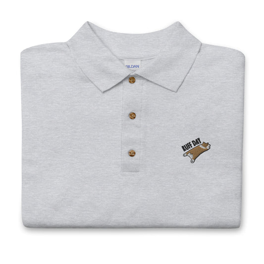 Tired Corgi Embroidered Polo Shirt