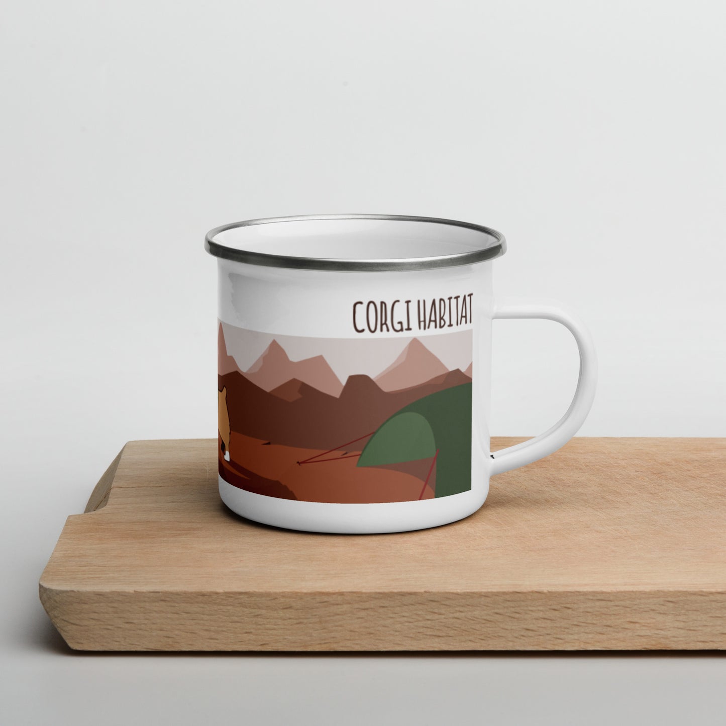 Corgi Habitat Mug - Mountain life Edition Green